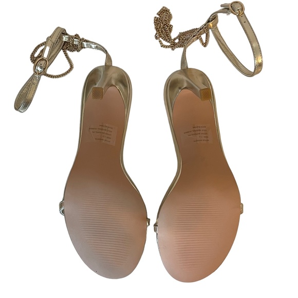 Lulu's Madisyn Gold Chain‎ Ankle Straps Stiletto High Heel Sandals Size 7.5 - Picture 4 of 7